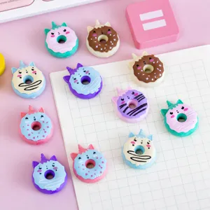 Cute cartoon donut shaped erasers bulk, creative student stationery gifts and school prizes.
