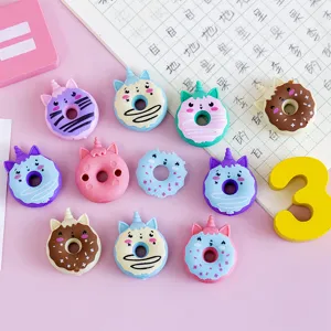 Cute cartoon donut unicorn eraser set, creative student stationery gift for school prizes.