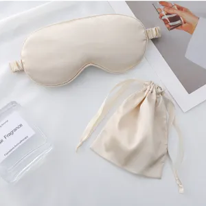 Seiden Schlaf-Augenmaske Set mit Aufbewahrungsbeutel tragbare Satin Schlafmaske für Reise