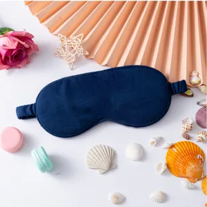 Dunkelblaue weiche Baumwoll-Schlafmaske, atmungsaktive, lichtundurchlässige Augenmaske für Reisen.