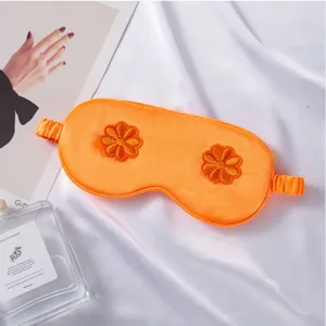 Silk sleep mask with 3d floral embroidery, comfortable breathable blindfold for travel home.