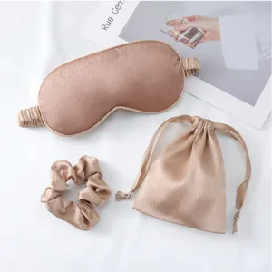 Seidene Schlafmaske Haargummi Beutel Set, atmungsaktive weiche Schlafmaske Geschenk.