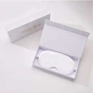 White silk eye mask with luxury gift box, soft shading sleep mask for travel and office nap.