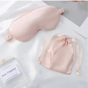 Rosa Seide Schlafmaske und Aufbewahrungsbeutel Set, tragbare weiche Satin Augenbinde Reise.