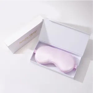 Double-sided imitation silk eye mask in gift box, shading for sleep, travel and office.