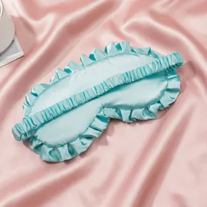 Weiche Satin Schlafmaske mit Rüschen, atmungsaktiver elastischer Riemen Nickerchen Reise Augenmaske
