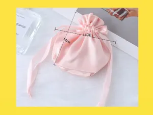 Sacchetto coulisse in raso rosa confezione regalo sacchetto antipolvere gioielli 14x14cm