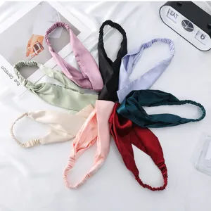Simulated silk crisscross hairband elastic solid headband minimalist hair accessory