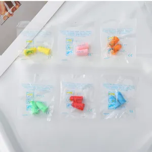 Memory foam earplugs for sleeping and noise reduction, multi-color soft ear plugs, detail view.