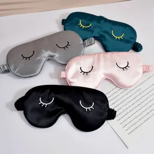Doppelseitige Satin Schlafaugenmaske Mit Wimpernstickerei Weiche Atmungsaktive Blackout Augenblende Für Reisen Schlafende Damen Herren