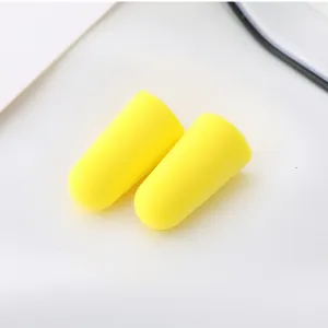 Yellow memory foam earplugs for noise reduction sleep studying traveling comfortable fit pair