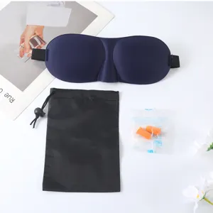 3D konturierte Schlafmaske Set mit Aufbewahrungsbeutel und weichen Ohrstöpseln für erholsame Reise.
