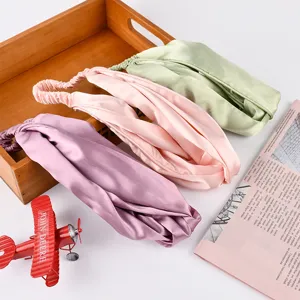 Minimalistisches Satin Breit Stirnband Damen Kreuzknoten Einfarbig Elastisches Haarband Zum Gesichtswaschen Make-up Zubehör