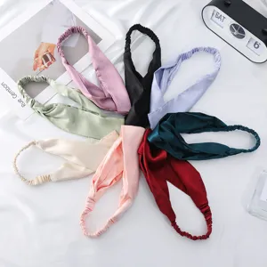 Satin twisted headband for women, comfortable elastic hair band, elegant solid color hair hoop 1pc