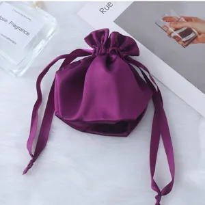 Borsa di stoccaggio regalo con coulisse in raso viola sacchetto antipolvere per accessori