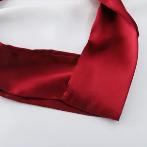 Red satin cross headband for women, solid color elastic hair band, minimalist fashion style.