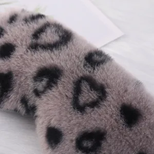 Morbida maschera per dormire in peluche leopardo, comoda trama pelliccia coniglietto