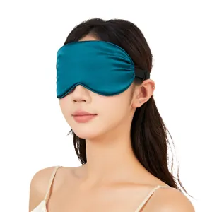 Bequeme tealblaue Seiden Schlafaugenmaske atmungsaktiv mit verstellbarem Riemen Damen