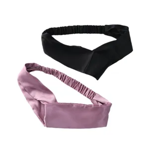 Satin headband set solid color elastic hair band minimalist cross hair hoop for women