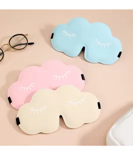 3D cloud sleep mask, comfortable breathable ice silk eye mask with cute eyelash design for rest.
