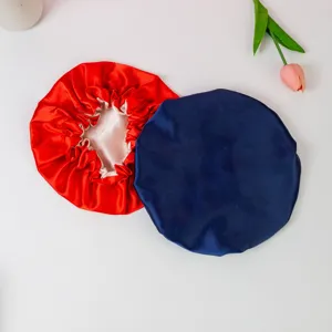 Cufflia da notte in raso a doppio strato per capelli, cuffia doccia traspirante per donna.