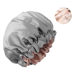 Large double-layer silk sleep cap for women, satin hair bonnet for sleeping and hair care.