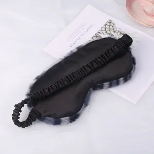 Plush sleep eye mask soft fuzzy faux fur blackout eyeshade for women home travel rest new