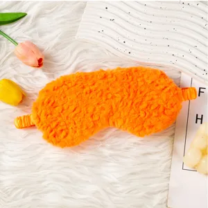 Maschera per dormire in peluche arancione, morbida maschera per occhi da notte traspirante e comoda.