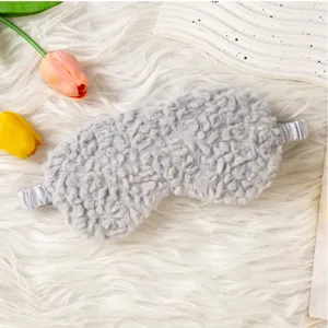 Mascherina per dormire grigia in peluche soffice, copriocchi morbido e traspirante per relax.