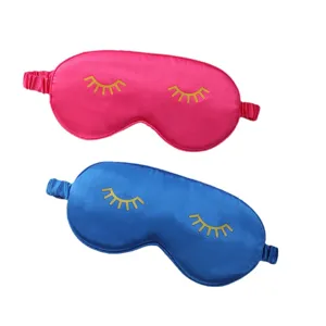 Satin silk sleep mask with cute eyelash design, soft shading blindfold for better rest.