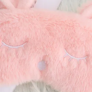 Cute plush rabbit ear sleep eye mask, soft comfortable fuzzy shading blindfold for girls
