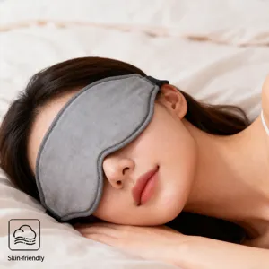 Masque pour les Yeux 3D Moulé en Peluche Confortable Respirant Blocage de la Lumière Masque de Sommeil Réglable pour Voyage Repos Maison