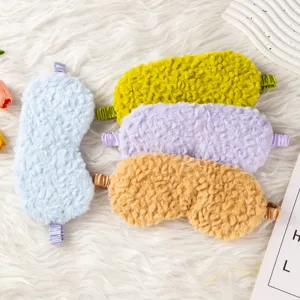 Mascherina per dormire soffice peluche copriocchi comodo riposo set colorato nuovo