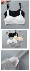 Cotton young girls bra developmental period camisole student underwear thin strap 4-pack