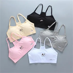 Girls cotton strap bra cute cartoon detail wireless padded training camisole for kids teens