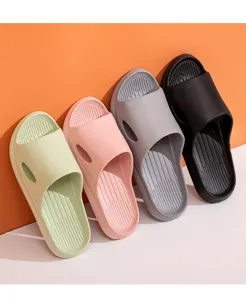Comfortable non-slip shower house slippers for women and couples, simple daily home footwear.