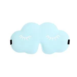 3D Molded Cloud Shaped Blackout Sleep Eye Mask Breathable Memory Foam Ice Silk Eyelash Printed Night Blindfold For Travel Sleeping