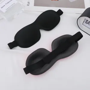 Masque de sommeil 3D noir à coque contour respirant cache-yeux pour voyage et sieste.