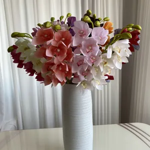 Fleurs d'Orchidée Artificielles Tissu de Sérigraphie de Soie Phalaenopsis Fausse Branche Florale Pour Maison Mariage Fête Décor