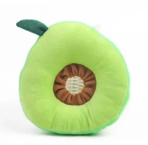 Cute avocado pet elizabeth collar detail shot showing soft plush material and comfy fit.