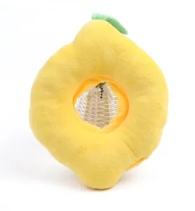 Soft plush pet Elizabethan collar detail, cute fruit shaped cat cone anti-licking ring.