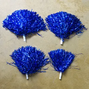 Metallische Cheerleader Pom Poms mit Griff, blaue Glitzer Pompons für Tanz Sport und Events.