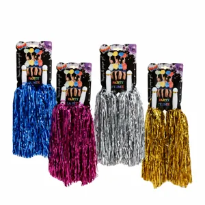 Cheerleading Pompons mit Kunststoffgriffen, metallische Glanz Pom Poms für Tanz und Sport.