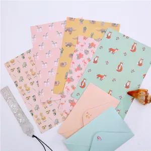 Korean cute animal floral pattern A5 letter paper and envelope stationery set for writing.