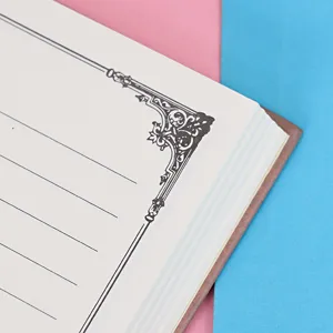Primo piano dettagliato della pagina interna di un taccuino in stile retro europeo.