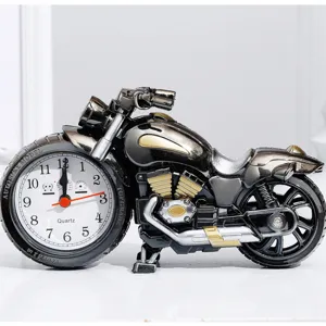 Creative Motorcycle Alarm Clock Plastic Quartz Desk Clock Retro Motorbike Model Bedside Table Decoration