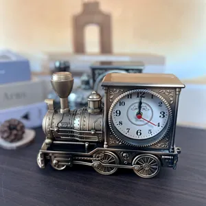 Vintage Lokomotive Schreibtischuhr Retro Bronze Dampfzug Tischuhr für Heimdekoration Arbeitszimmer