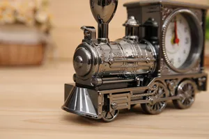 Vintage locomotive alarm clock retro train student fashion plastic model desk home decor gift