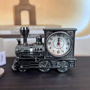 Vintage Lokomotive Wecker kreative Metall Tischuhr fuer Studentengeschenke Heimdekor
