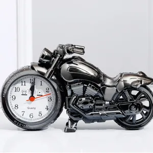 Creative motorcycle alarm clock metal vintage desk clock for bedroom student home decor